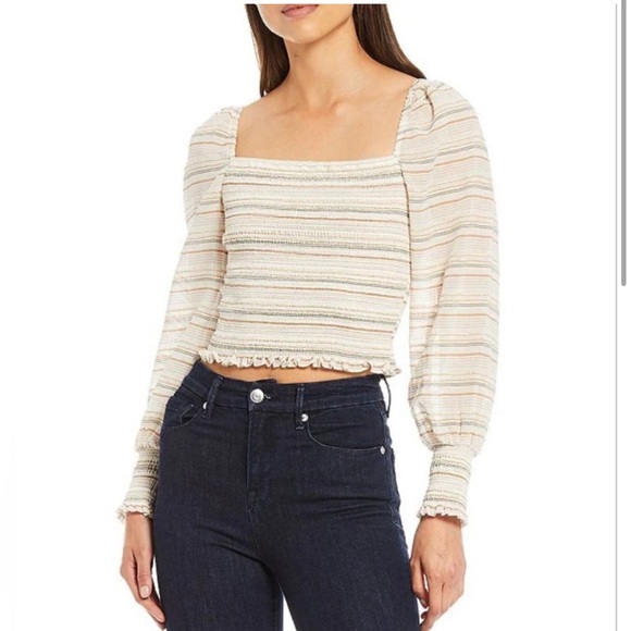 Gianni Bini Tops - Gianni Bini NWT striped puffy sleeve blouse